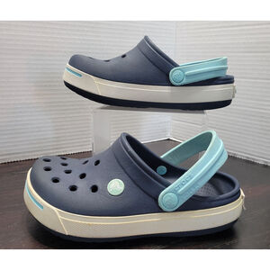 Crocs Crocband Clogs Kids Navy Lt Blue Slip-On Lightweight Low Top Comfort - J2